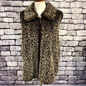 Lisa International Brown & Beige Sleeveless Vest Size 1X